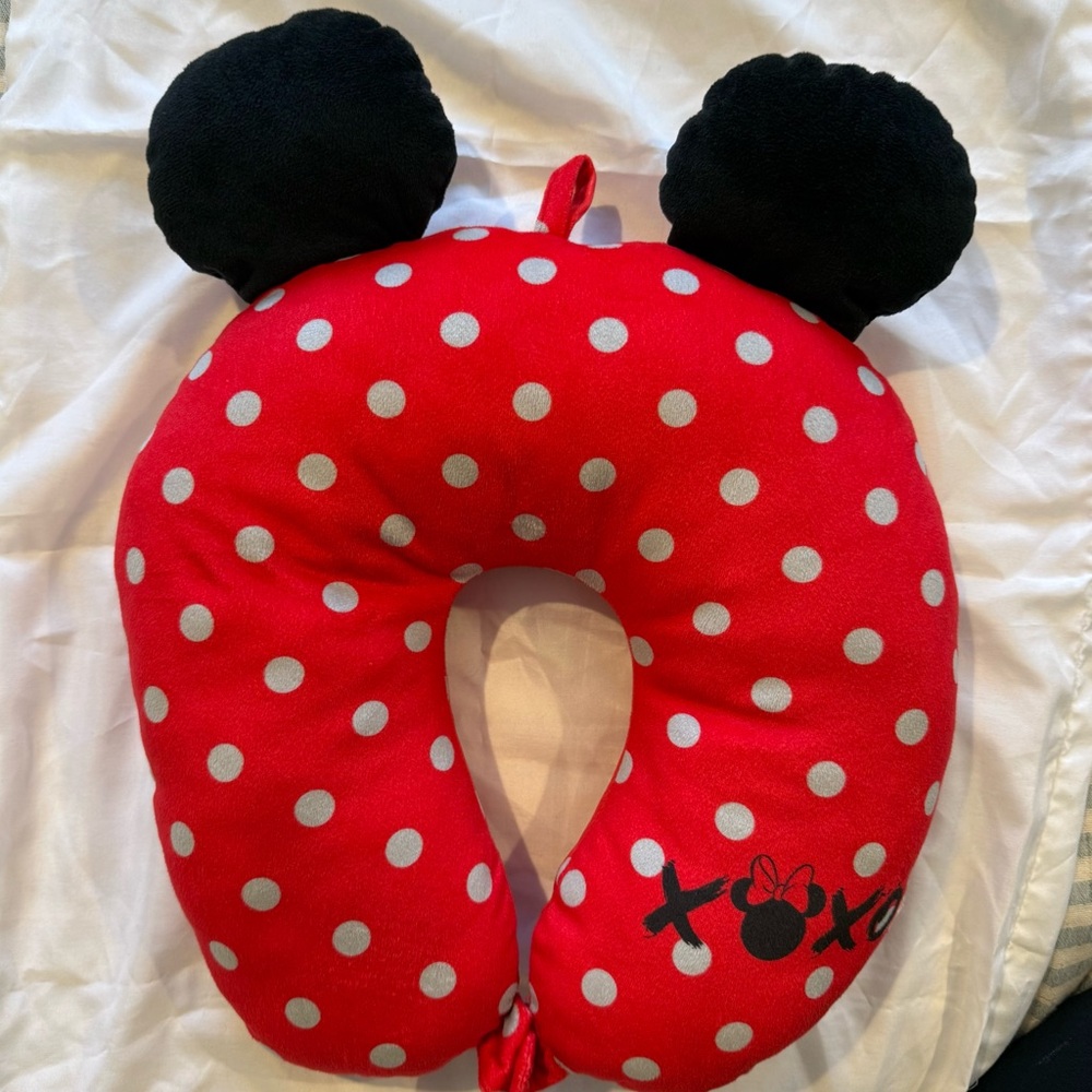 Disney Minnie Mouse Red and Black Polka Dot Travel Pillow